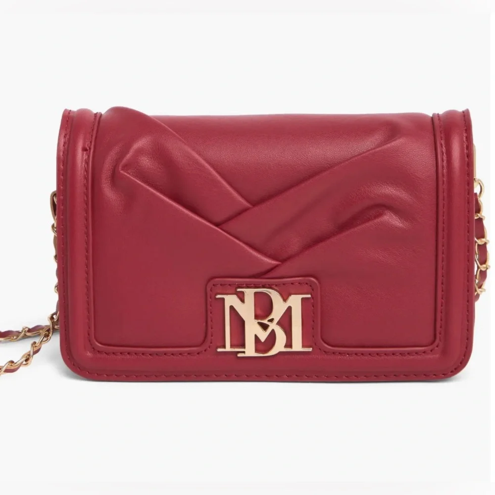 NEW Badgley Mischka Wine Red Pleated Crossbody